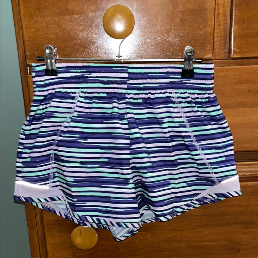 Athletic Works Blue and Purple Striped Shorts with Elastic Waistband